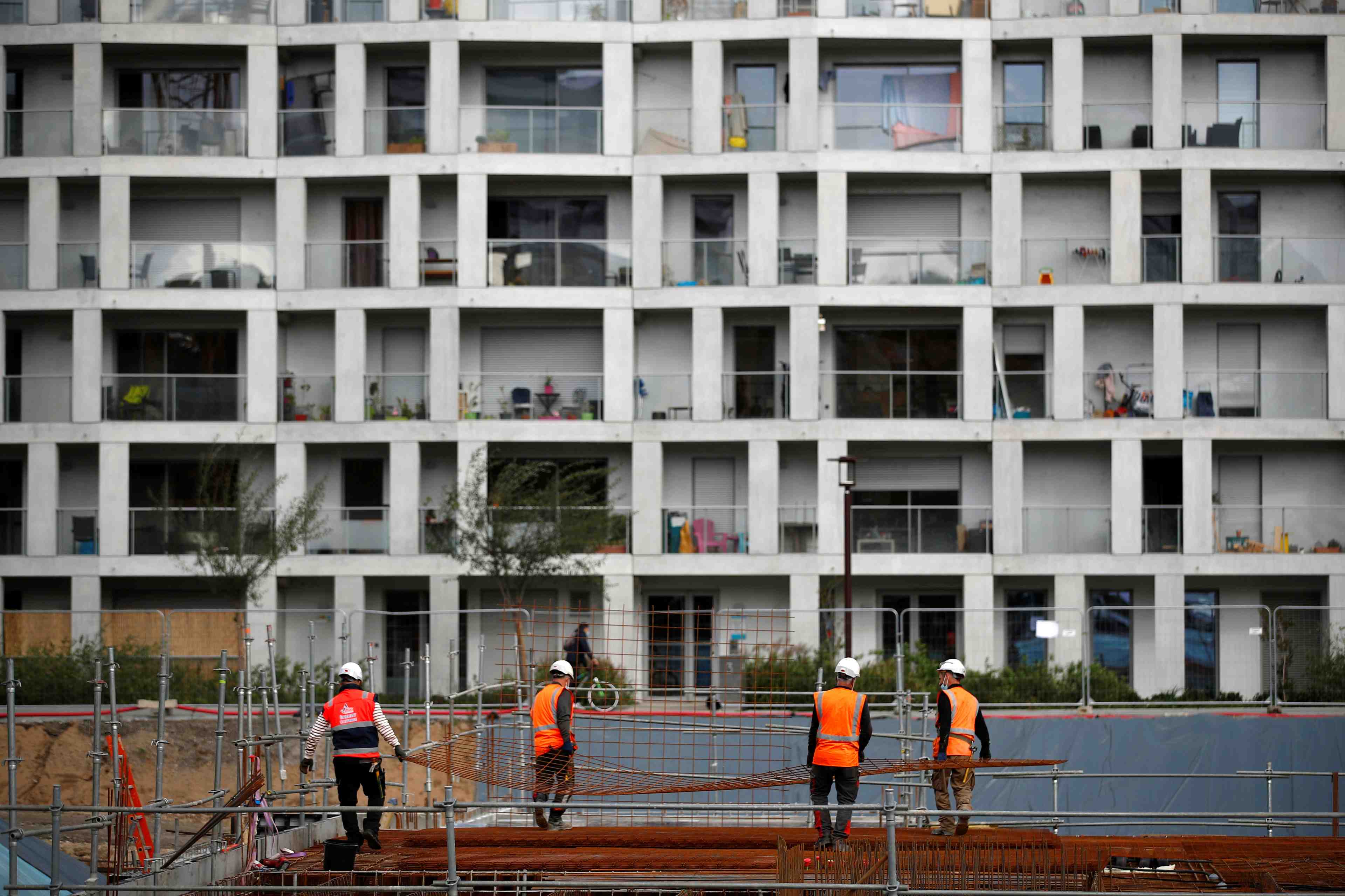 Construction site during the coronavirus disease (covid-19) pandemic in france