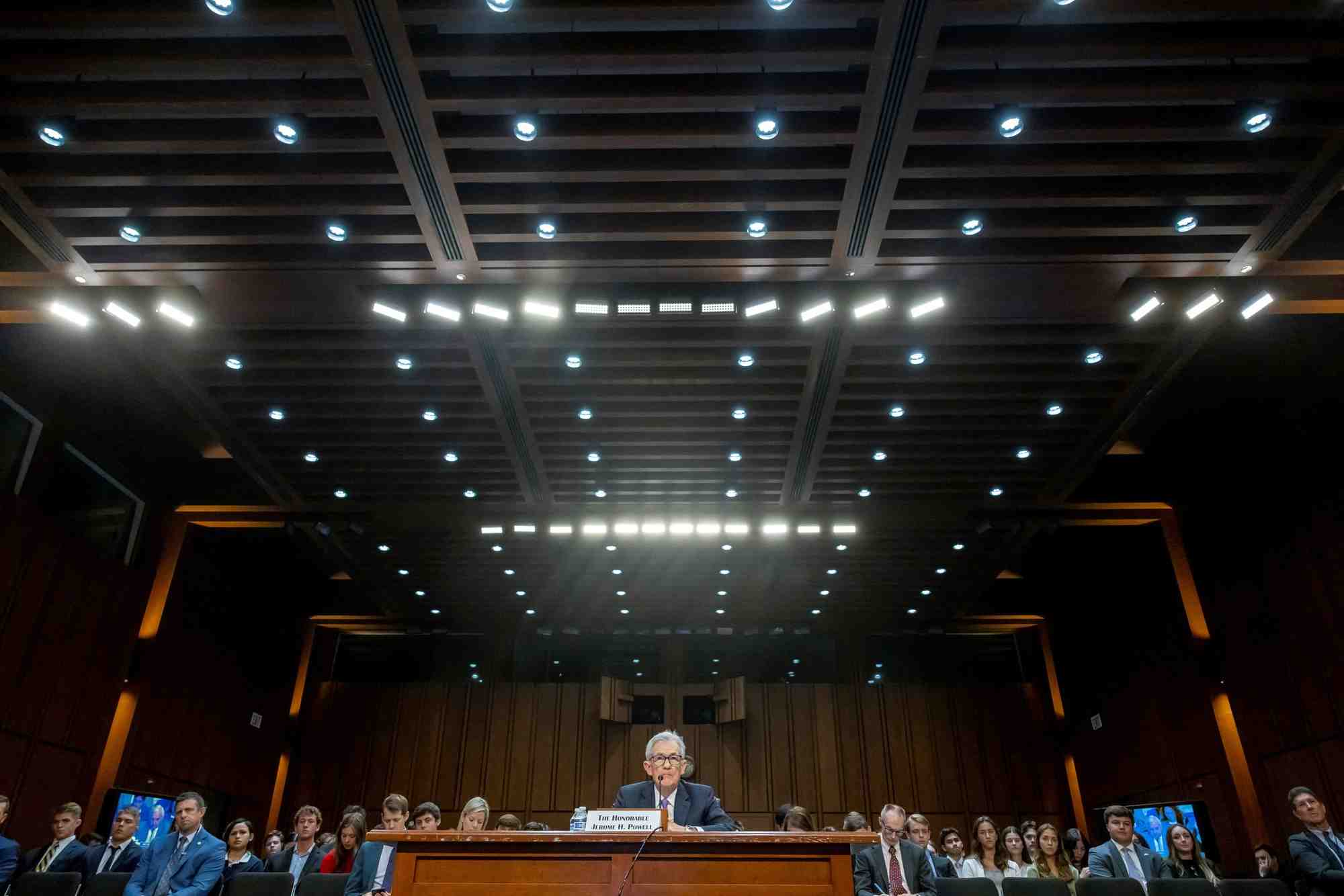 Le president de la reserve federale des etats-unis, jerome powell, temoigne devant une audience sur la colline du capitole a washington