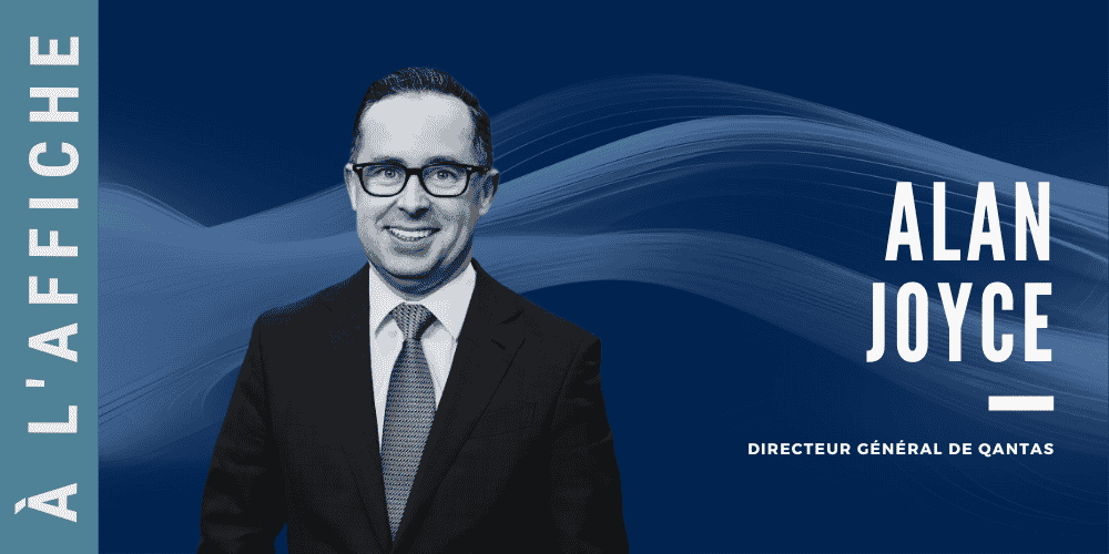Alan Joyce, ici aux côtés du président exécutif d'Airbus Guillaume Faury, a été une personnalité marquante et clivante de l'aérien pendant 15 ans.