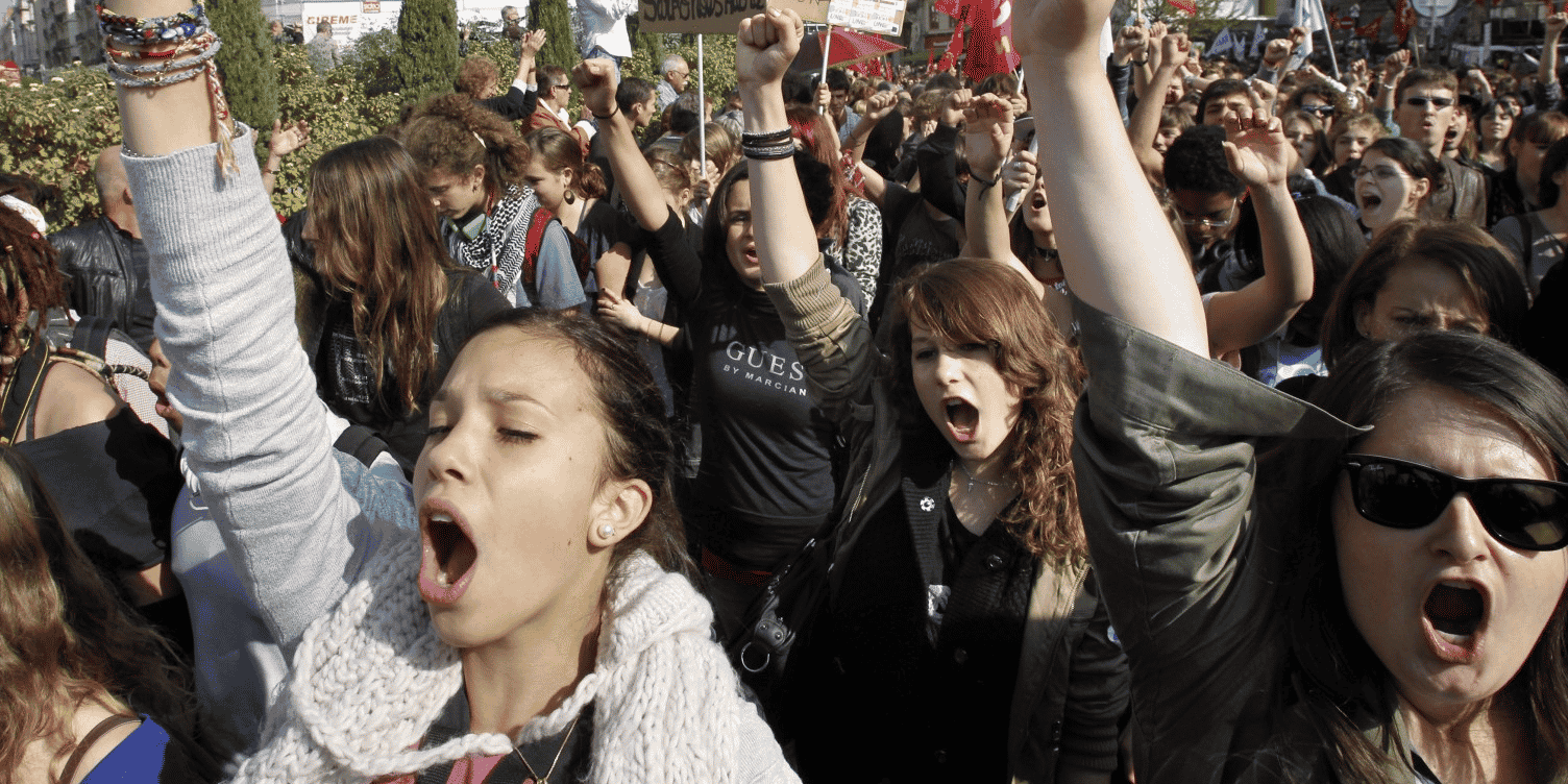 Manifestants lycéens contre la réforme des retraites, le 12 ocotbre 2010