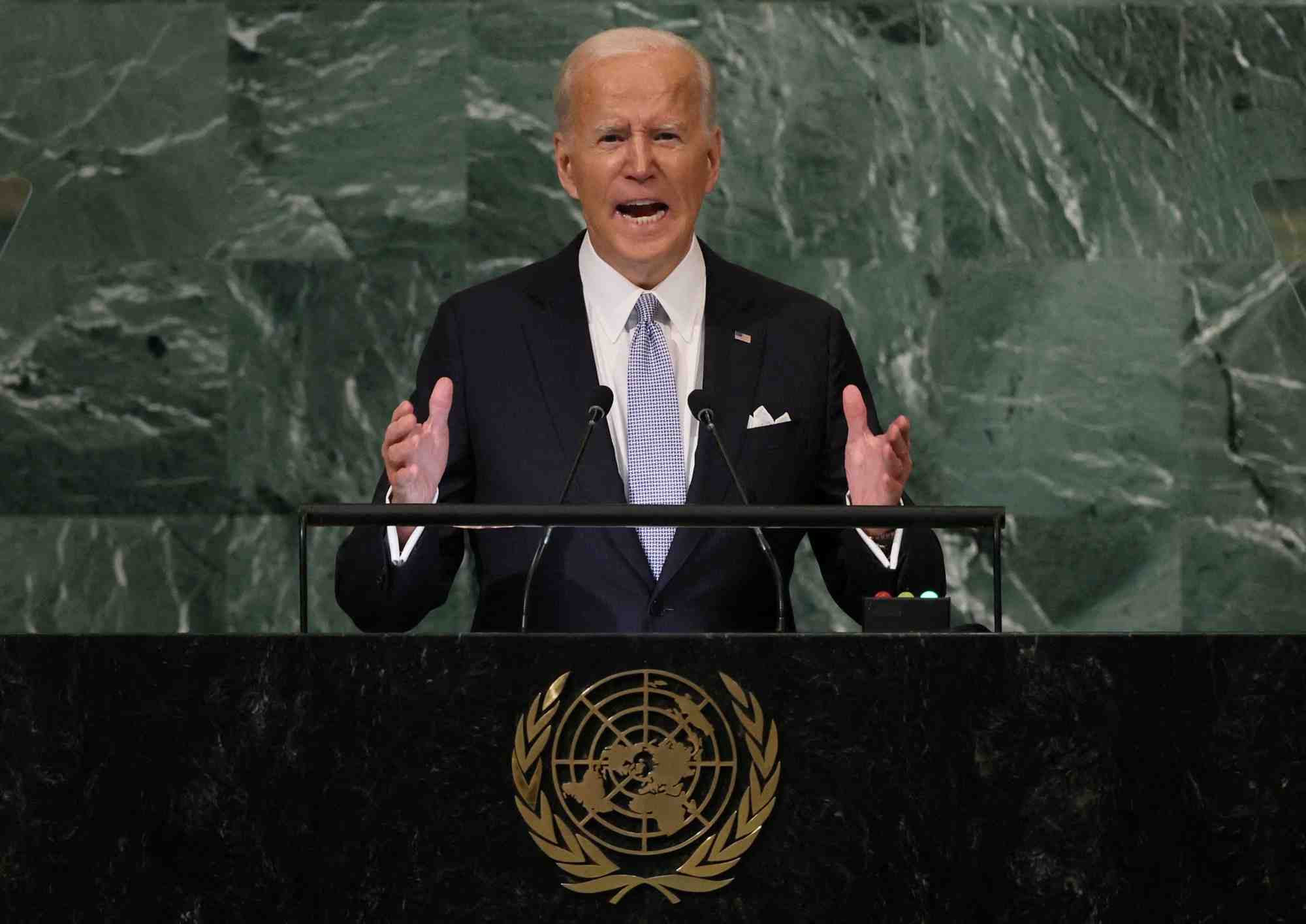 Le president americain joe biden s'adresse a la 77e session de l'assemblee generale des nations unies a new york