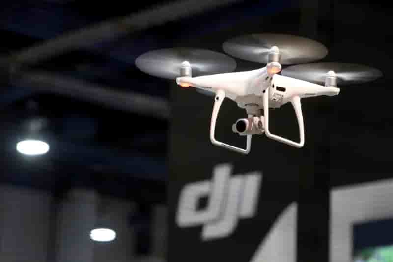 A dji phantom 4 pro+ drone is shown during the 2017 ces in las vegas