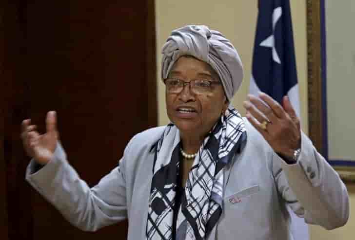 File photo: liberia's president ellen johnson sirleaf speaks during a news conference at the presidential palace in monrovia