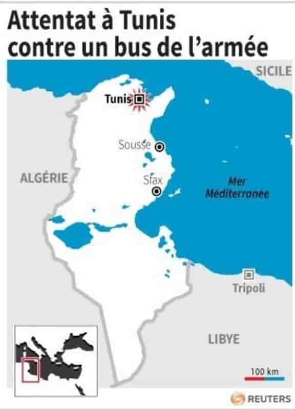 Attentat a tunis contre un bus de l’armee