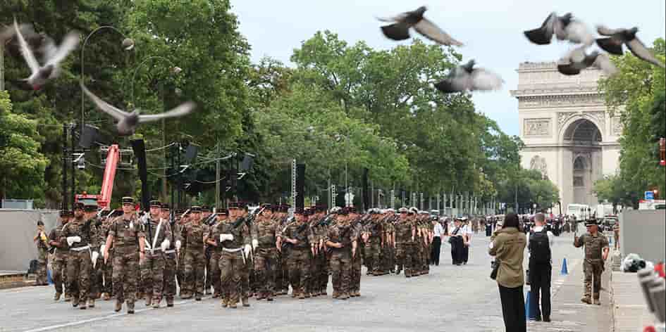 Répétition du défilé mercredi, à Paris.
Au premier plan, le régiment de marche du Tchad.