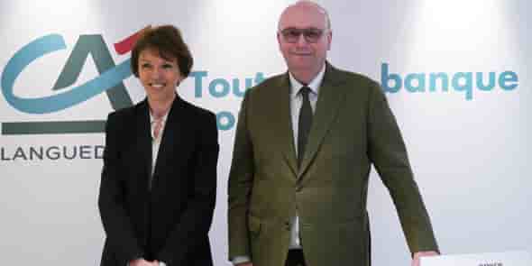 V. Flachaire et J. Boyer, respectivement DG et président du Crédit Agricole du Languedoc