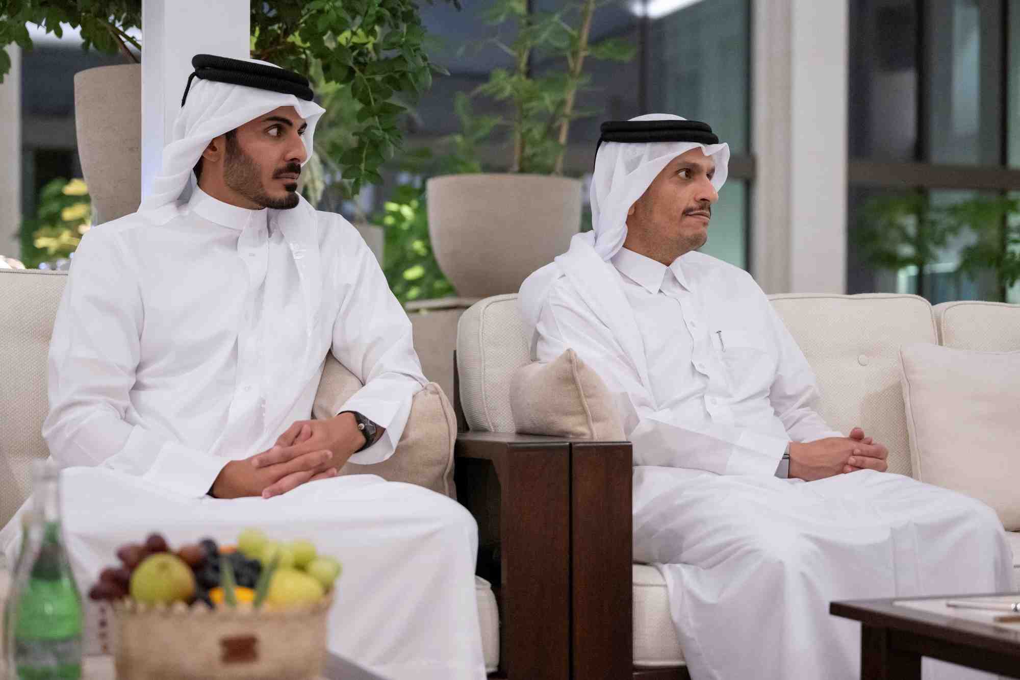 Le premier ministre qatari mohammed ben abderrahmane al thani lors d'une visite a abu dhabi