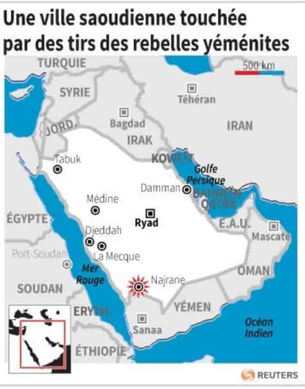 Une ville saoudienne touchee par des tirs des rebelles yemenites