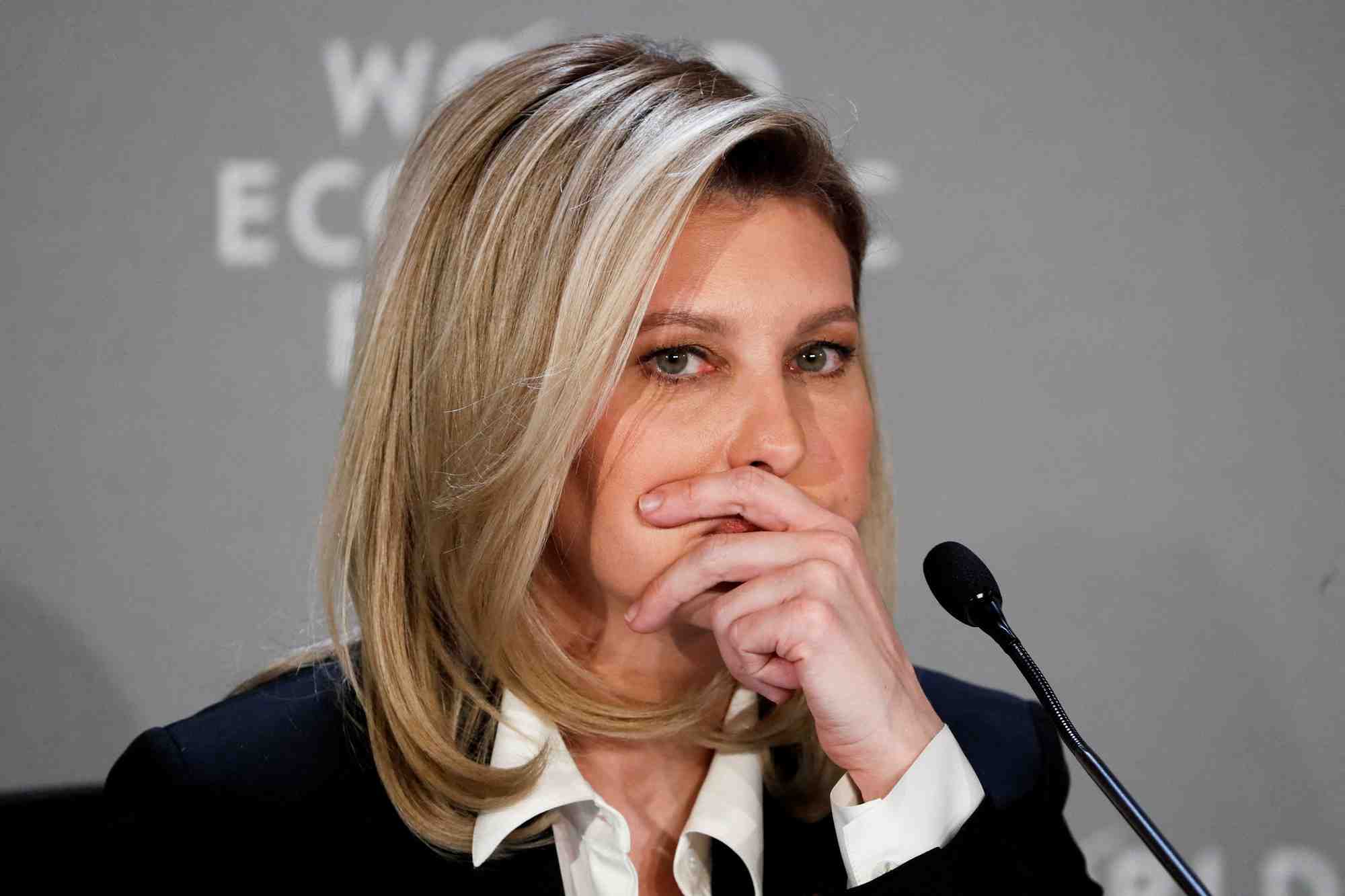 La premiere dame ukrainienne olena zelenska au forum economique mondial, a davos, en suisse