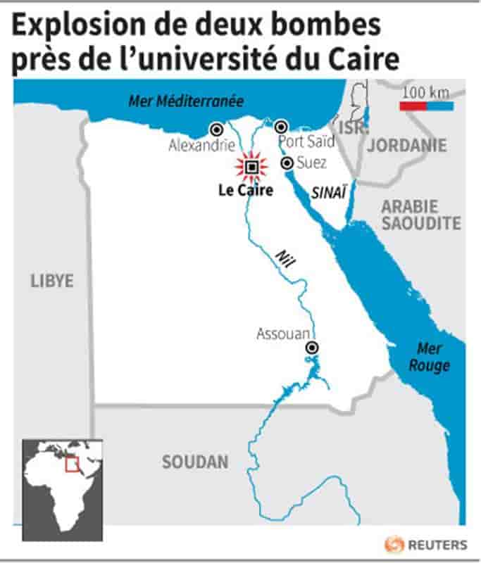 Explosion de deux bombes près de l'université du Caire