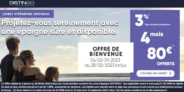 PSA Banque : Le livret Distingo à 3 % pendant 4 mois + 80 € de prime