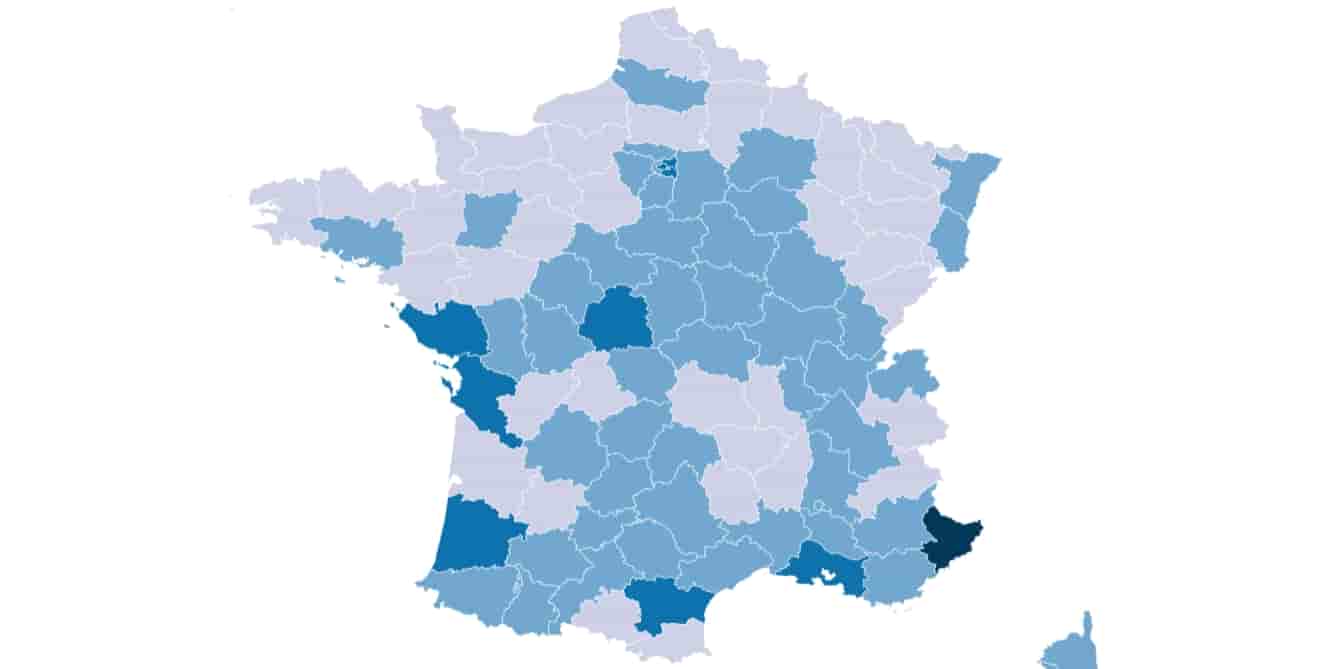 Les quatre départements les plus consommateurs d’eau en France métropolitaine font tous partie de la moitié sud du pays.