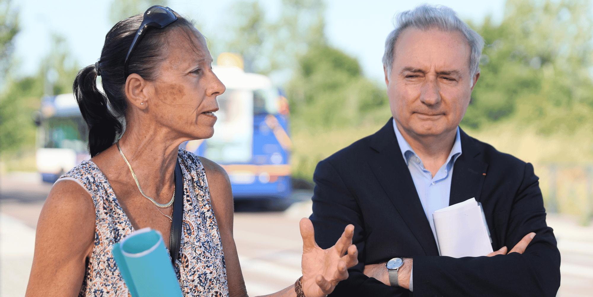Jean-Luc Moudenc était aux côtés de Marie-Hélène Roure, tous deux candidats aux élections municipales 2020, afin de la soutenir dans sa quête de la mairie de Cugnaux.