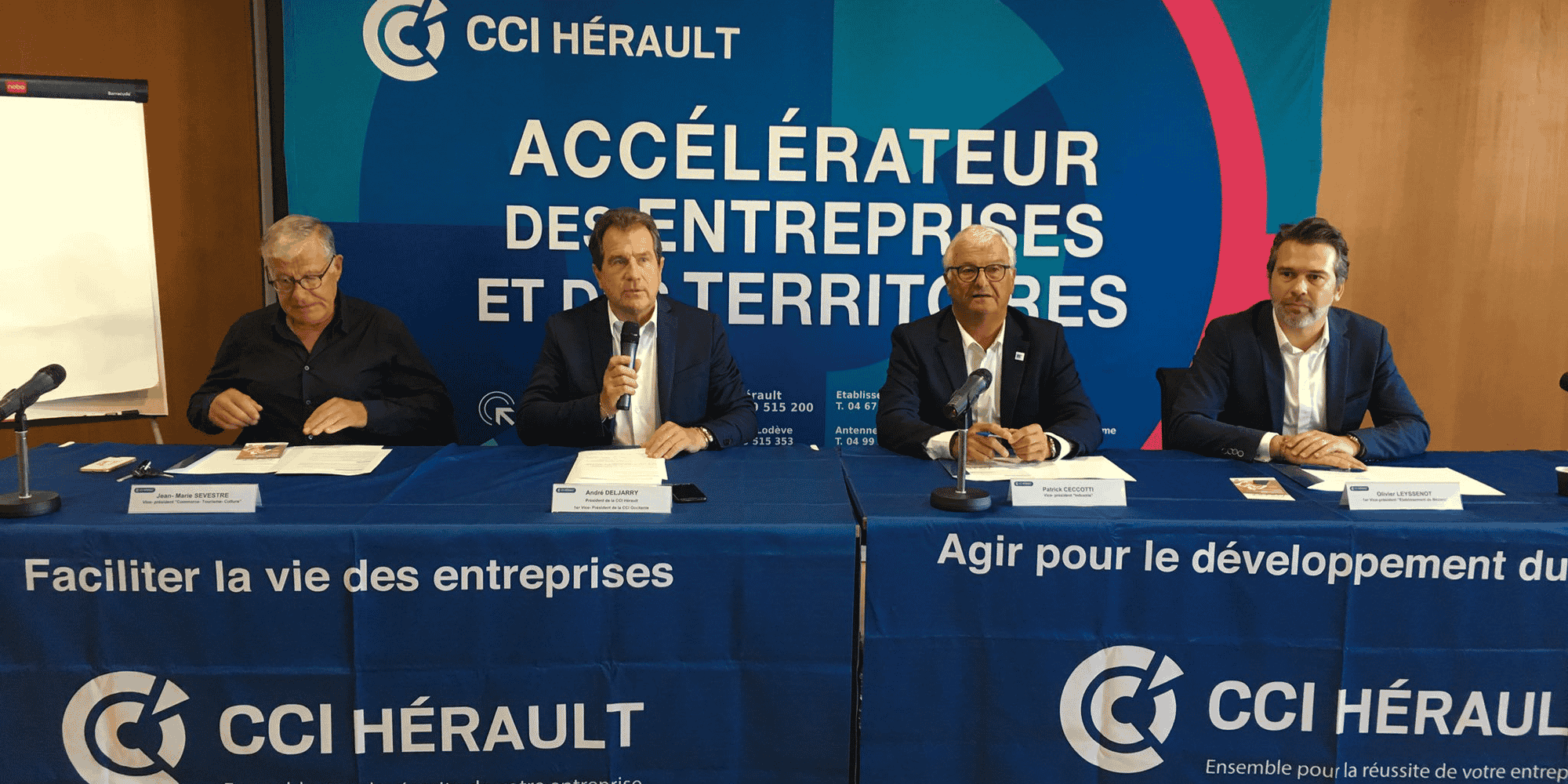André Deljarry, président de la CCI 34, entouré de ses vice-présidents