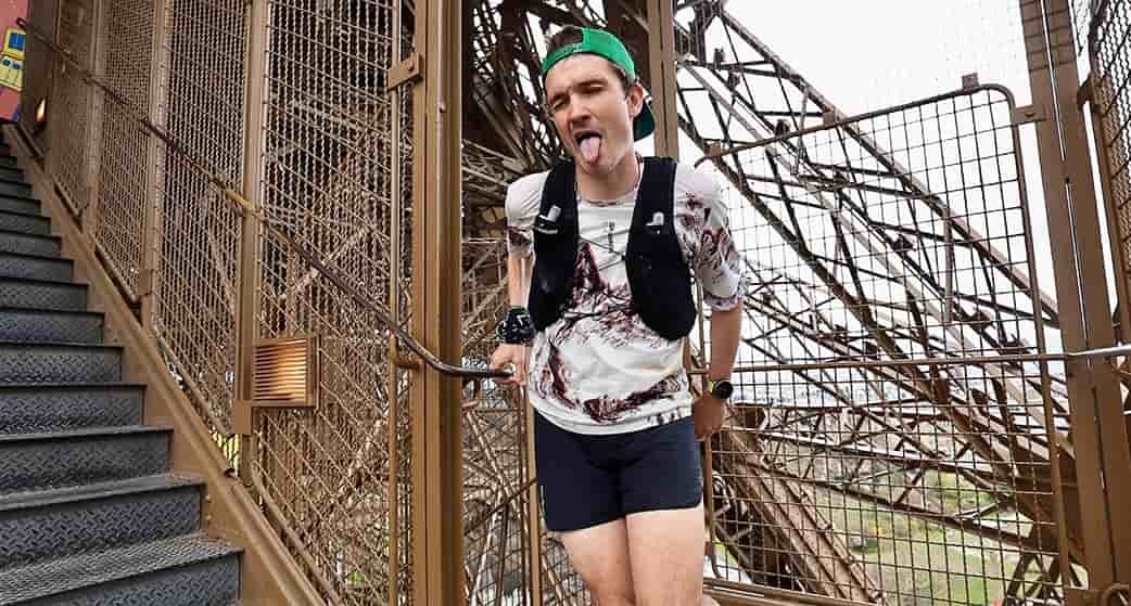 Le 23 mars, dans le cadre de l’Ecotrail de Paris, Alexandre Boucheix grimpe les escaliers de la tour Eiffel.