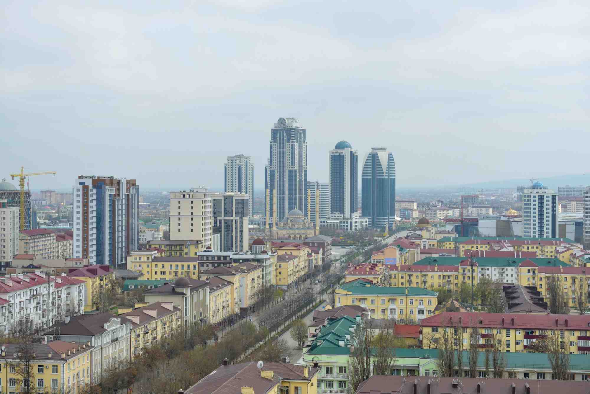 Vue aerienne de grozny, capitale de la tchetchenie