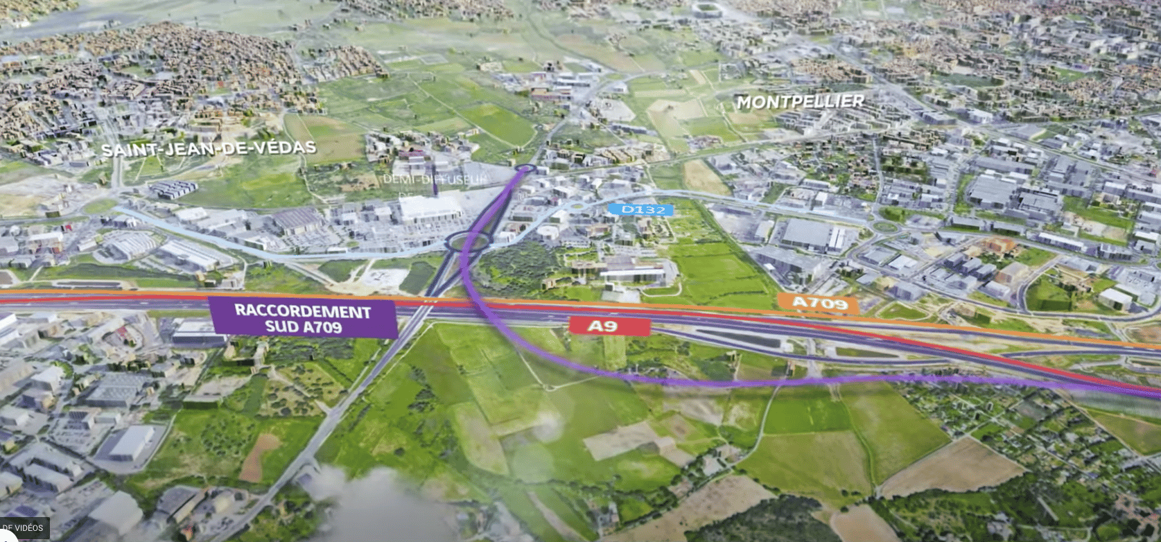 Le projet de contournement ouest de Montpellier (COM) prévoit une 2x2 voies de 6,2 km de long reliant les autoroutes A750 et A709 entre les communes de Juvignac et Saint-Jean-de-Védas, afin de désengorger la métropole languedocienne.