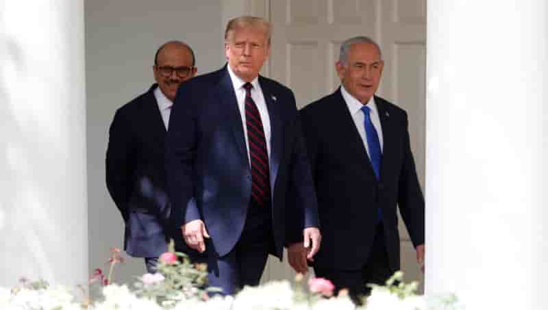 Donald trump, benjamin netanyahu et abdullah bin zayed a la maison blanche