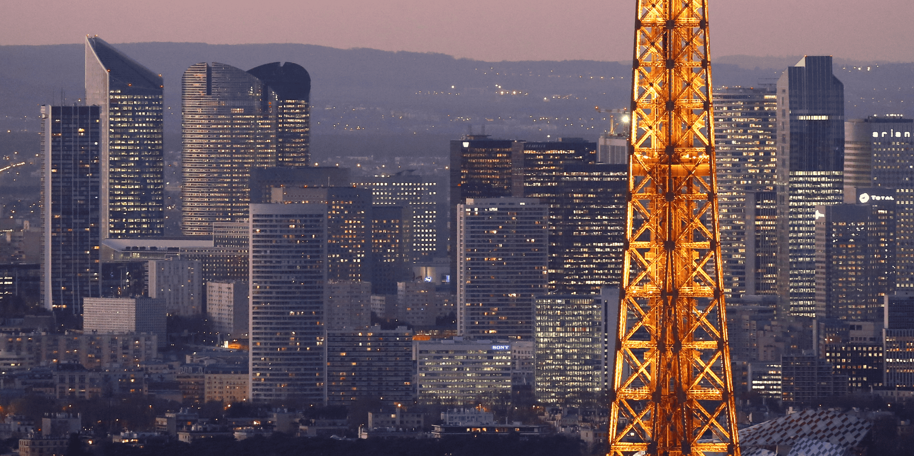 Paris, Eiffel, La Défense, immobilier, logement, ville, capitale, crépuscule,