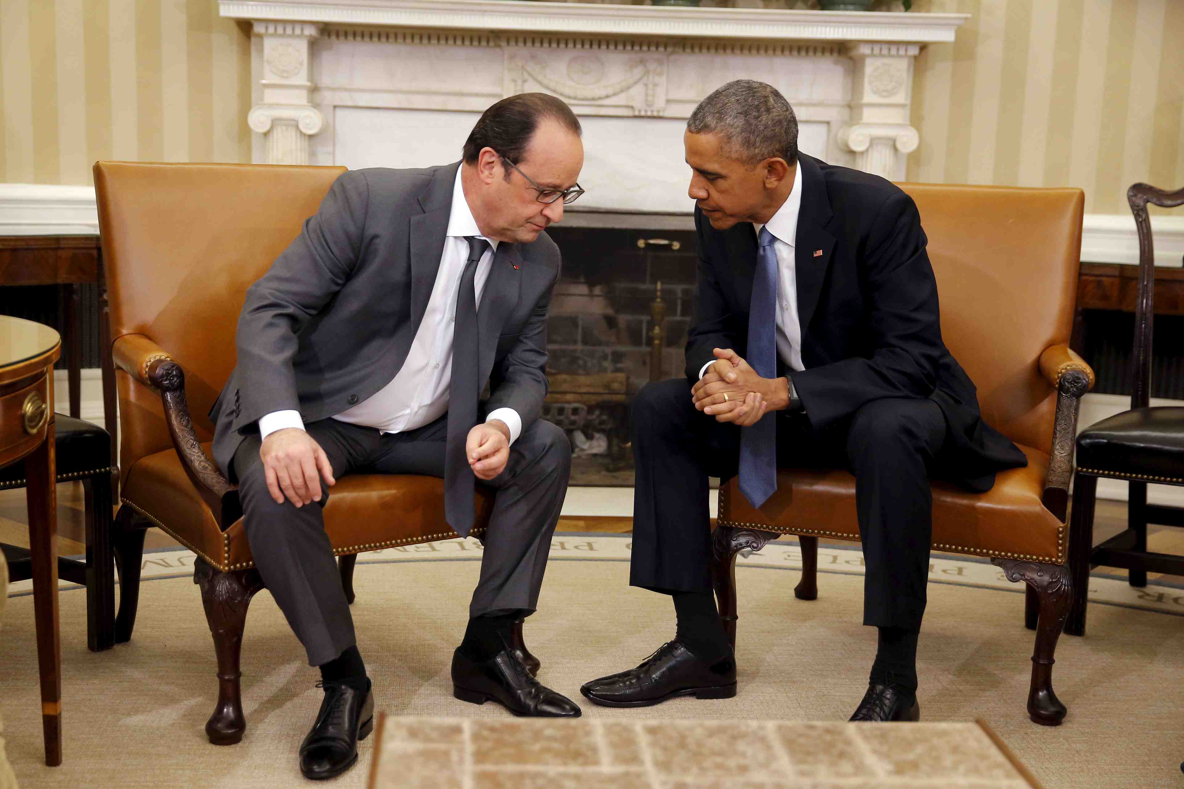 Francois hollande appelle a washington a livrer une bataille implacable contre l'ei