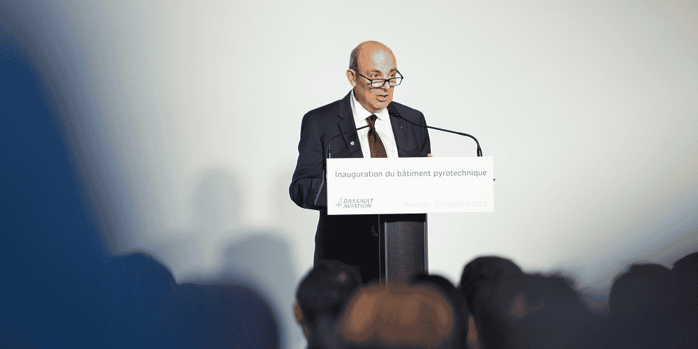 Eric Trappier, PDG de Dassault Aviation, le mercredi 27 novembre pour l'inauguration des nouvelles installations pyrotechniques à Martignas-sur-Jalle.