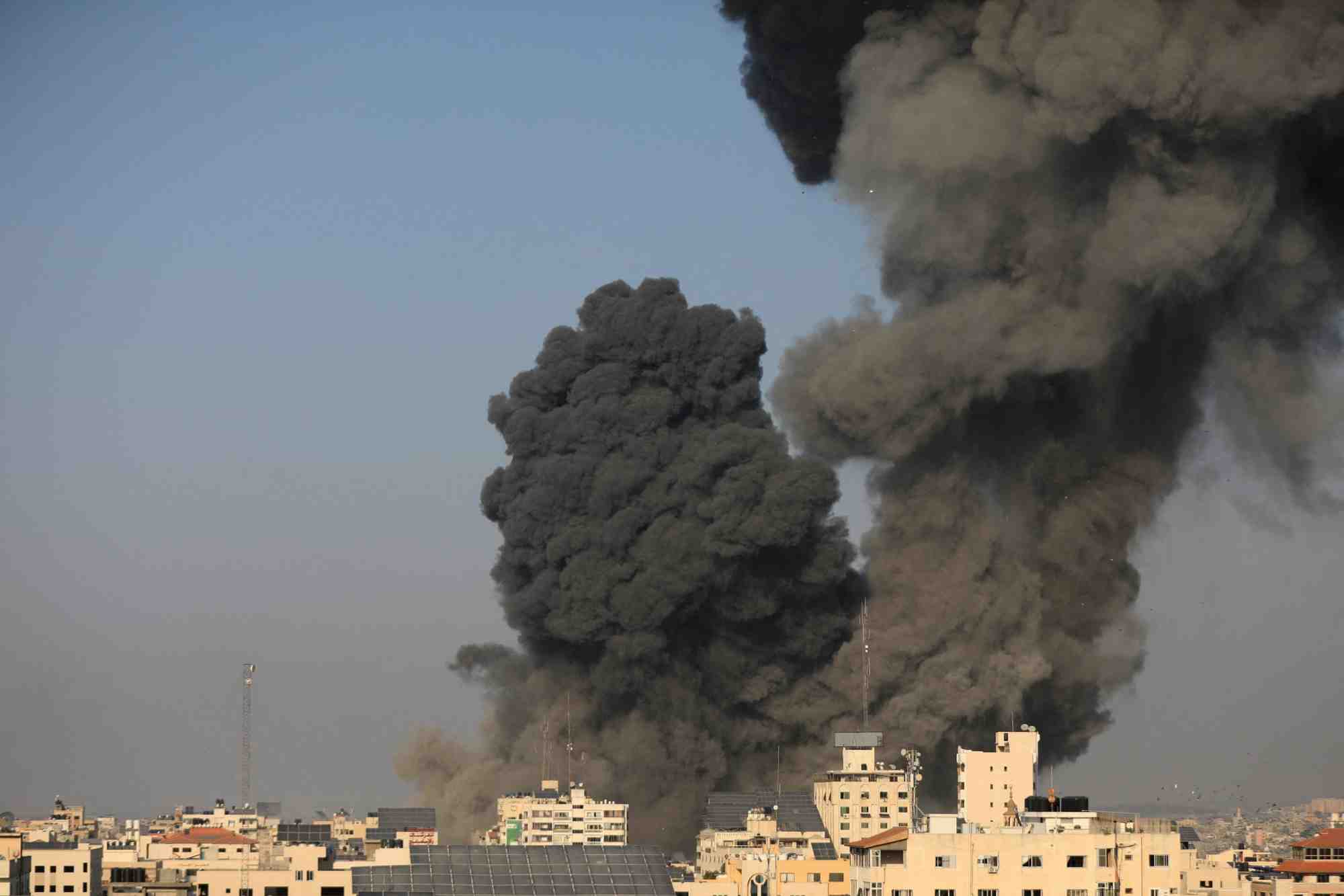 Vue de gaza apres une frappe israelienne