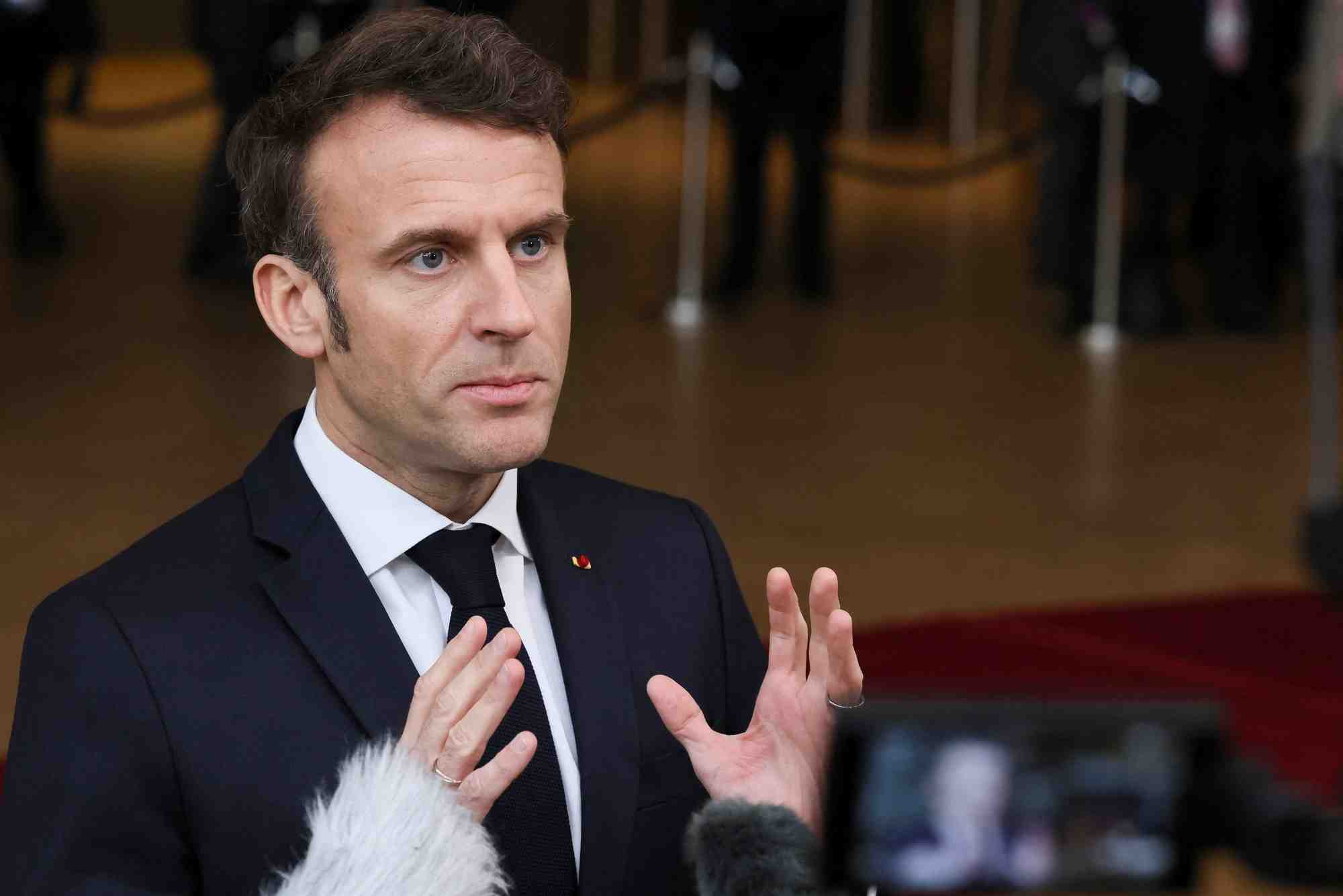 Le president francais emmanuel macron lors du sommet des dirigeants europeens a bruxelles, en belgique