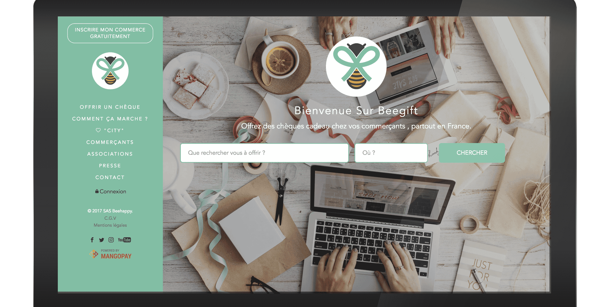 Beegift permet via son site Internet d'offrir un chèque cadeau numérique à dépenser pendant un an, entre 10 à 250 euros.