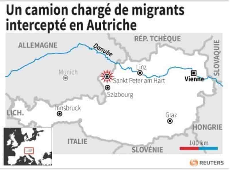 Un camion charge de migrants intercepte en autriche
