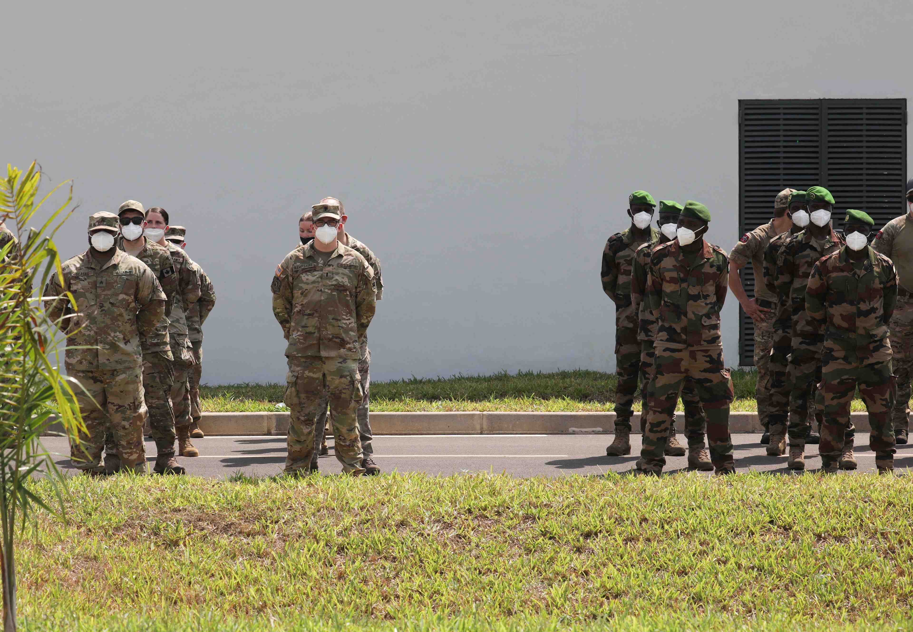 The opening ceremony of the u.s. sponsored flintlock exercises at the site of the new french-backed international counter-terrorism academy in jacqueville