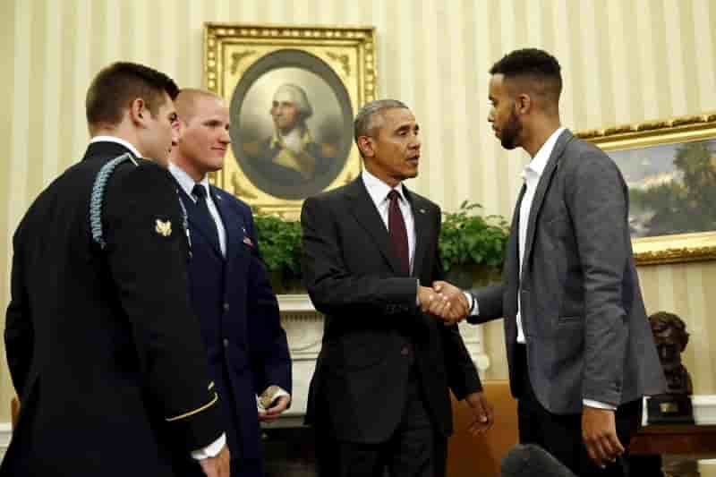 Les trois americains du thalys recus par barack obama