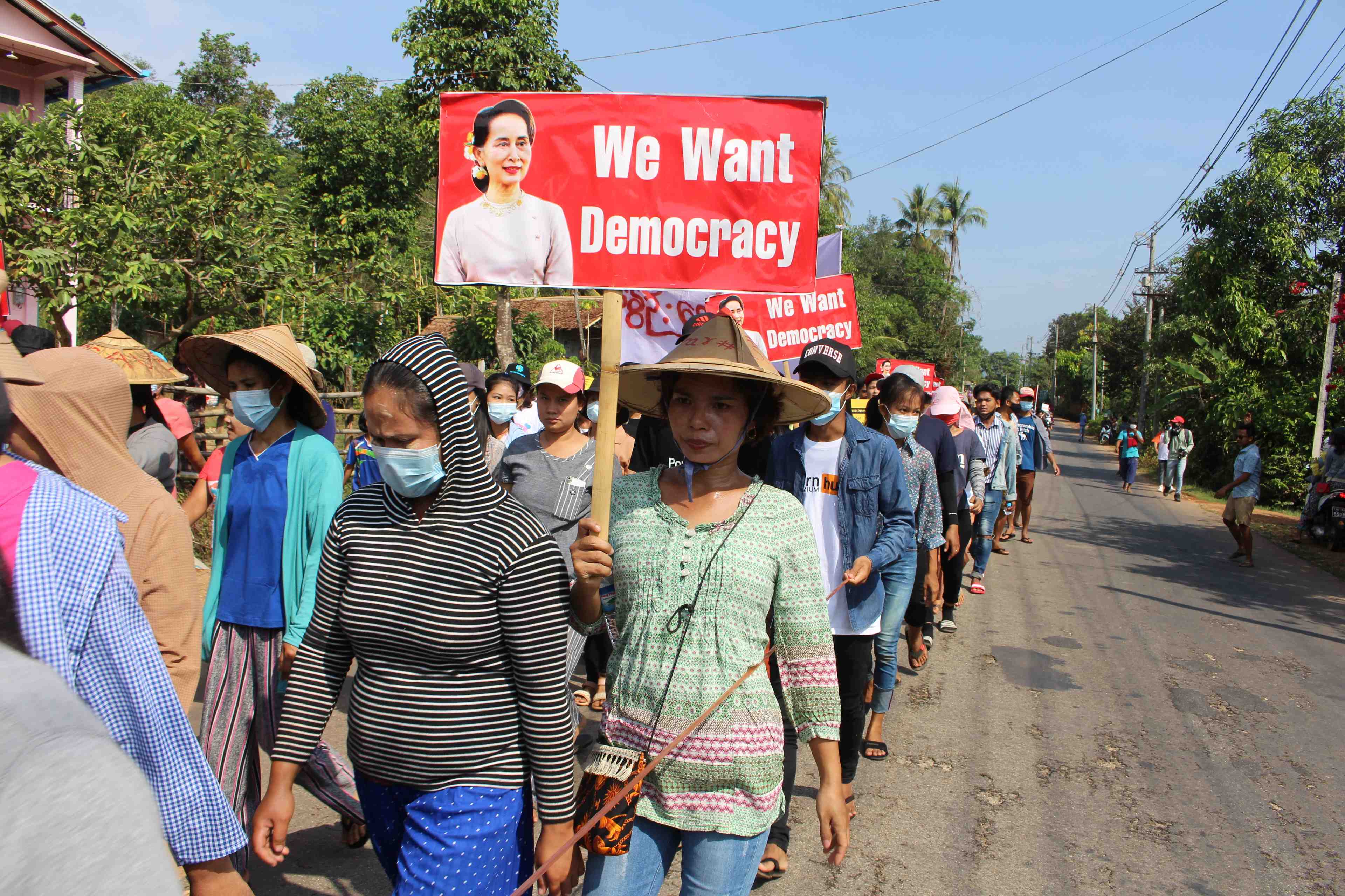 Protest against the military coup, in launglon township