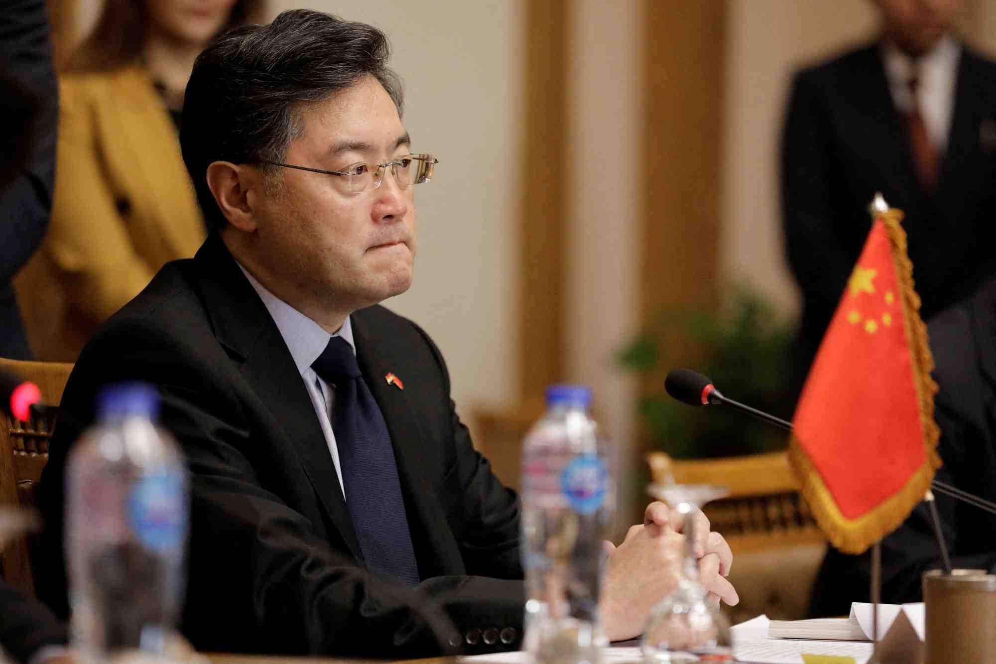 Photo d'archives du ministre chinois des affaires etrangeres qin gang lors d'une reunion au caire