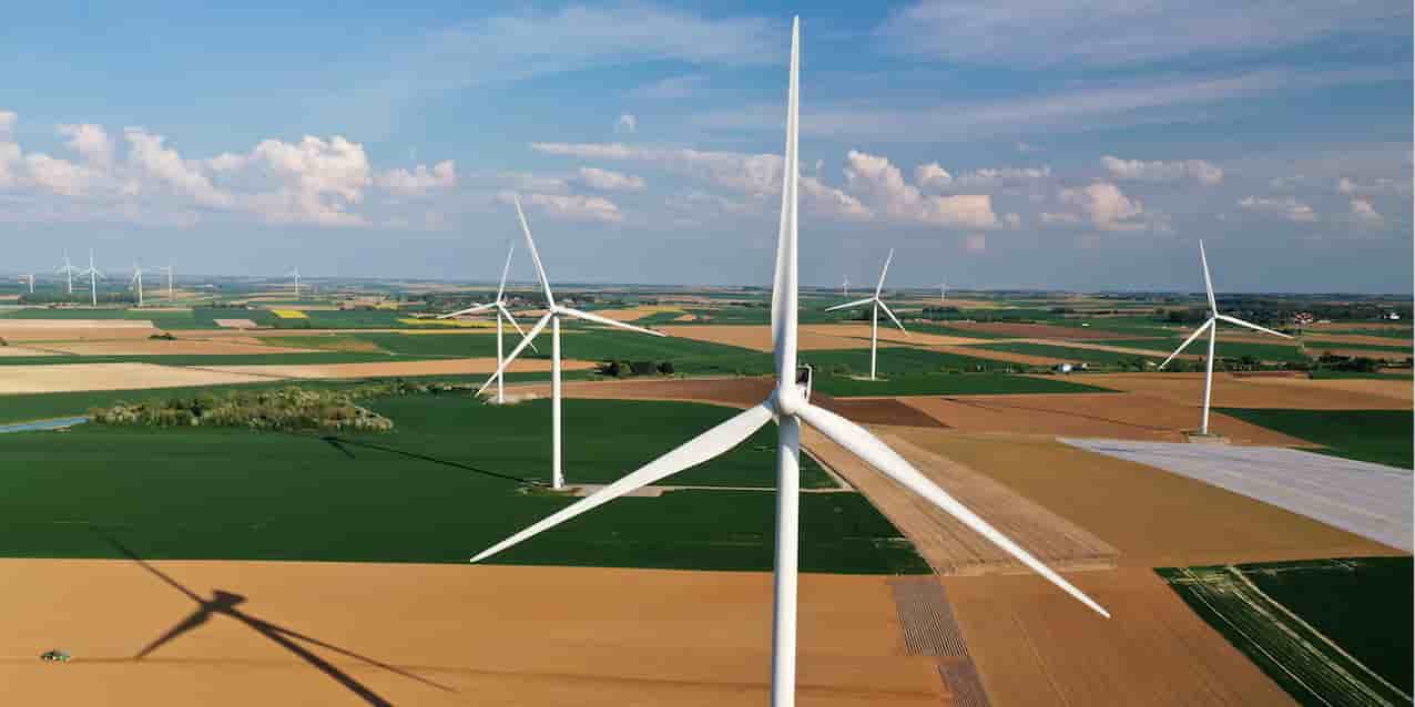 éolienne, france, champs