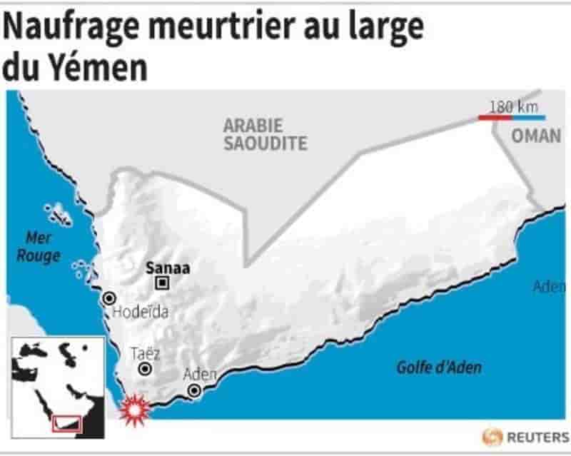 Une soixantaine de morts dans un naufrage au large du Yémen