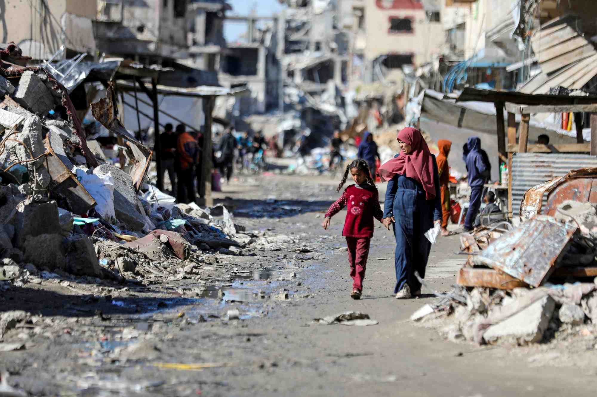 Une rue de la ville de gaza, detruite par l'offensive militaire israelienne