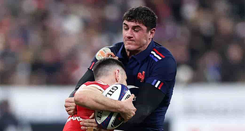 Paul Boudehent, vendredi soir sur la pelouse du Stade de France lors du premier match du Tournoi des Six Nations 2025 face au pays de Galles.