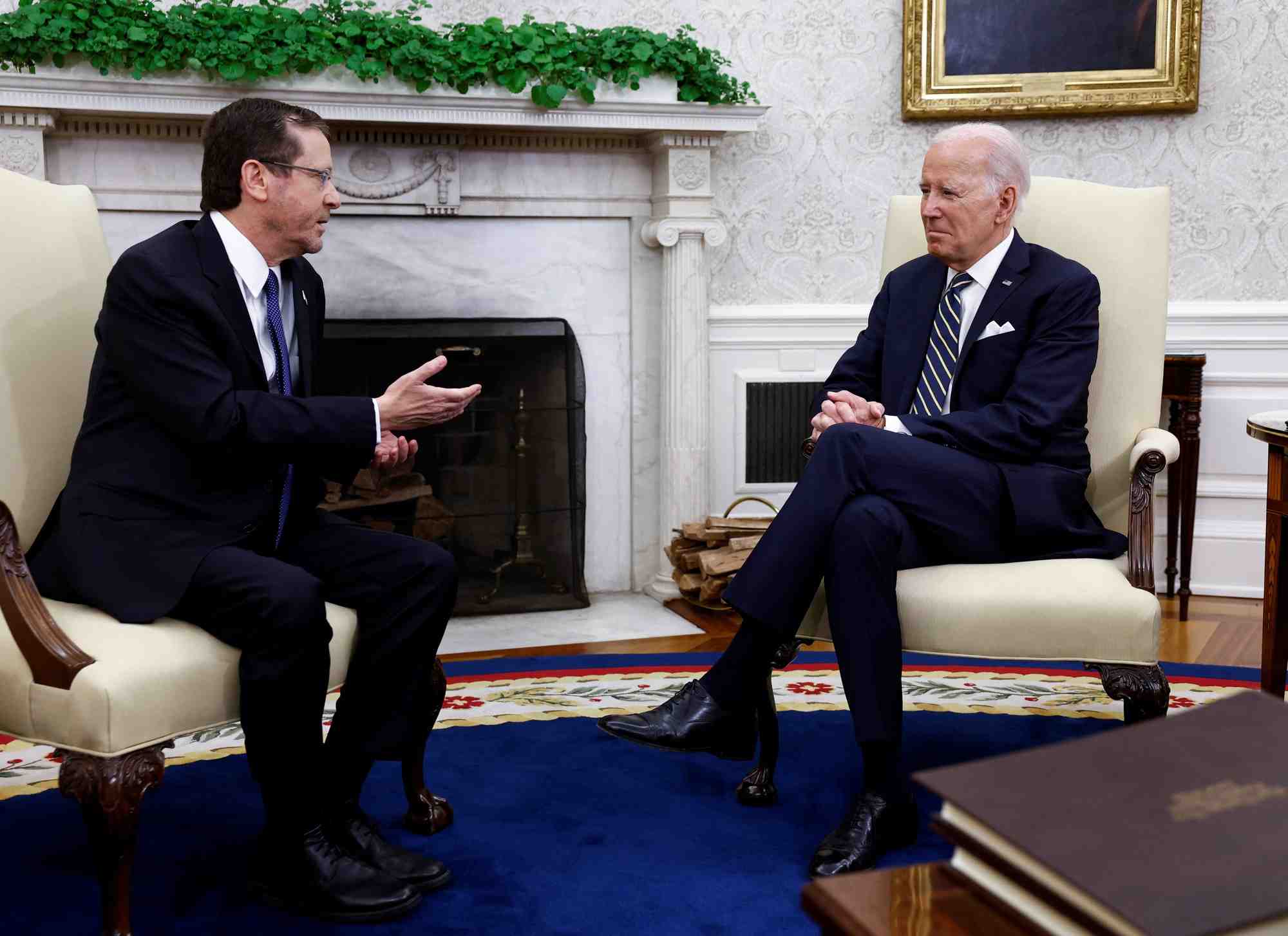 Le president israelien isaac herzog s'entretient avec le president americain joe biden a la maison blanche a washington