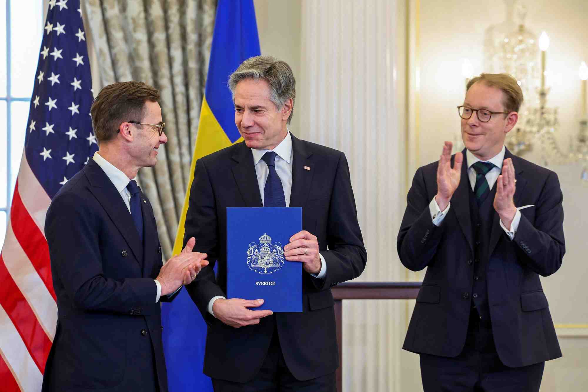 Le secretaire d'etat americain antony blinken accepte les documents d'adhesion de la suede a l'otan, a washington