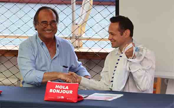François Commeinhes, maire de Sète, et Yann Monod, directeur général de Renfe-SNCF en Coopération, le 2 juillet 2019.