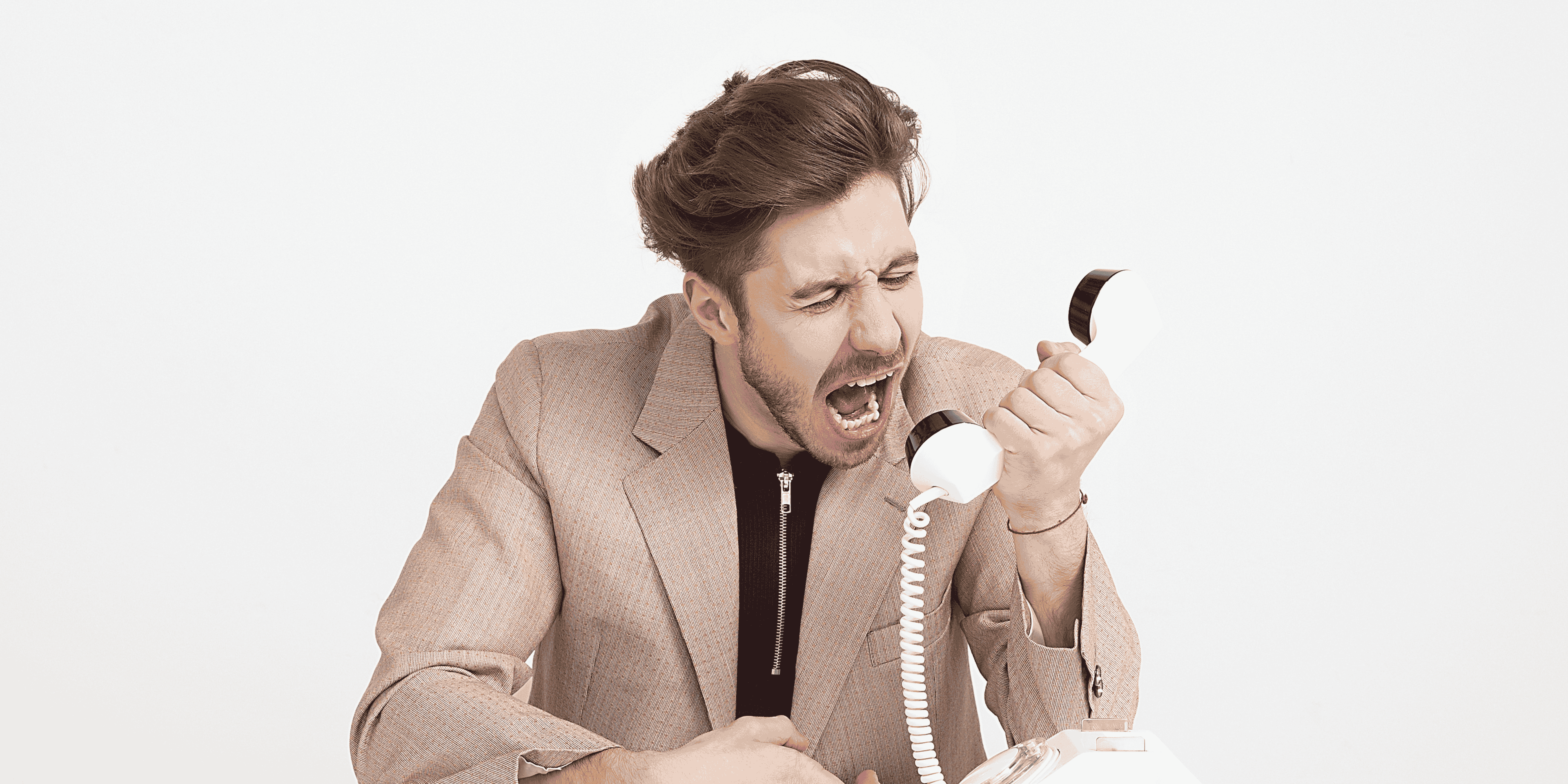 Illustration salarié, employé en colère, démarchage téléphonique