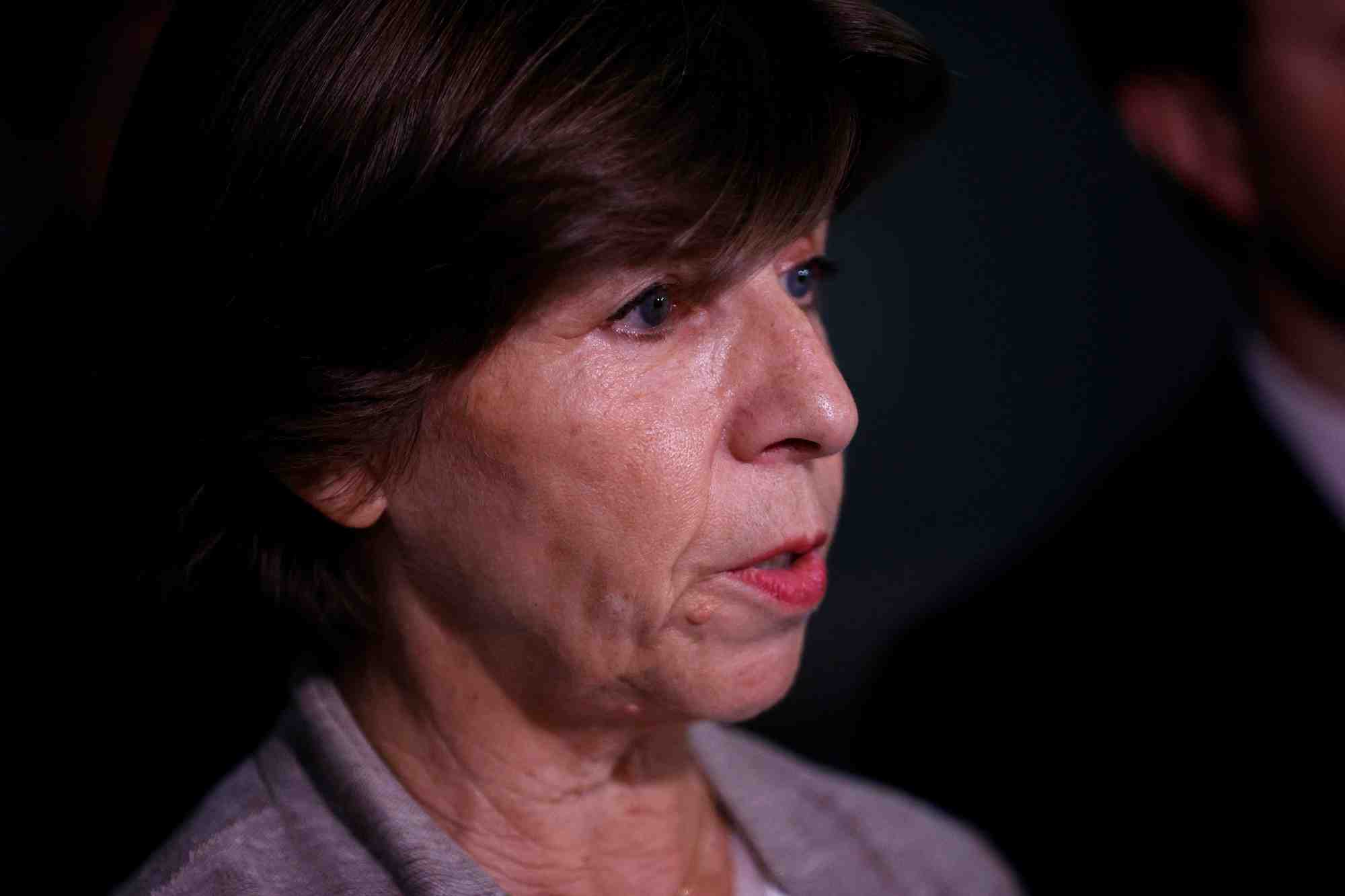 La ministre francaise des affaires etrangeres et europeennes, catherine colonna, a l'aeroport paris charles de gaulle a roissy, pres de paris, en france