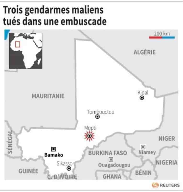 Trois gendarmes maliens tues pres de mokti
