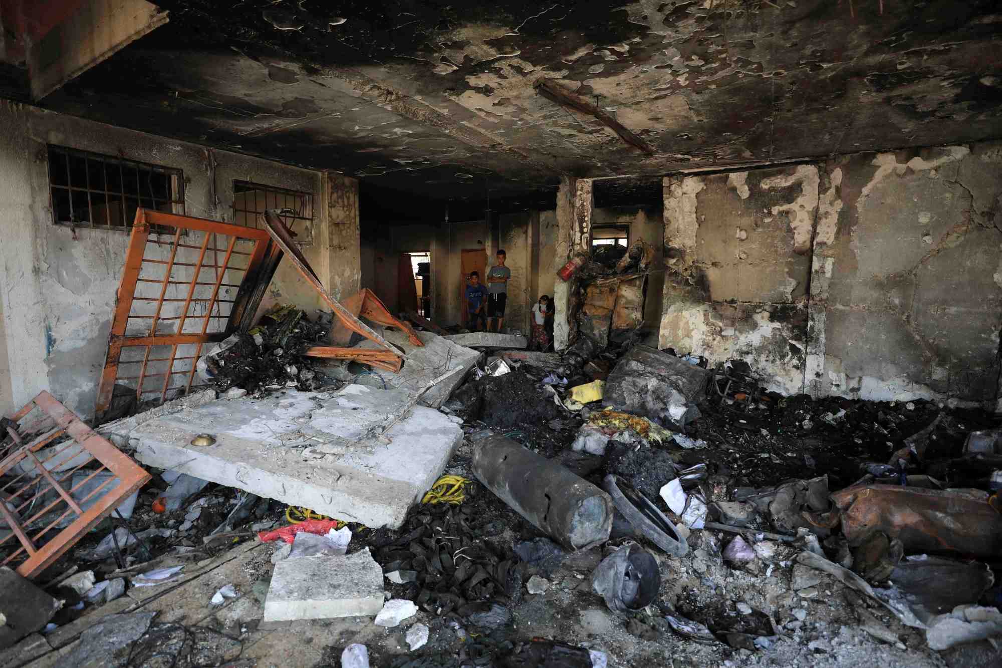 L'ecole abdulfattah hamoud suite a une frappe israelienne, dans la ville de gaza