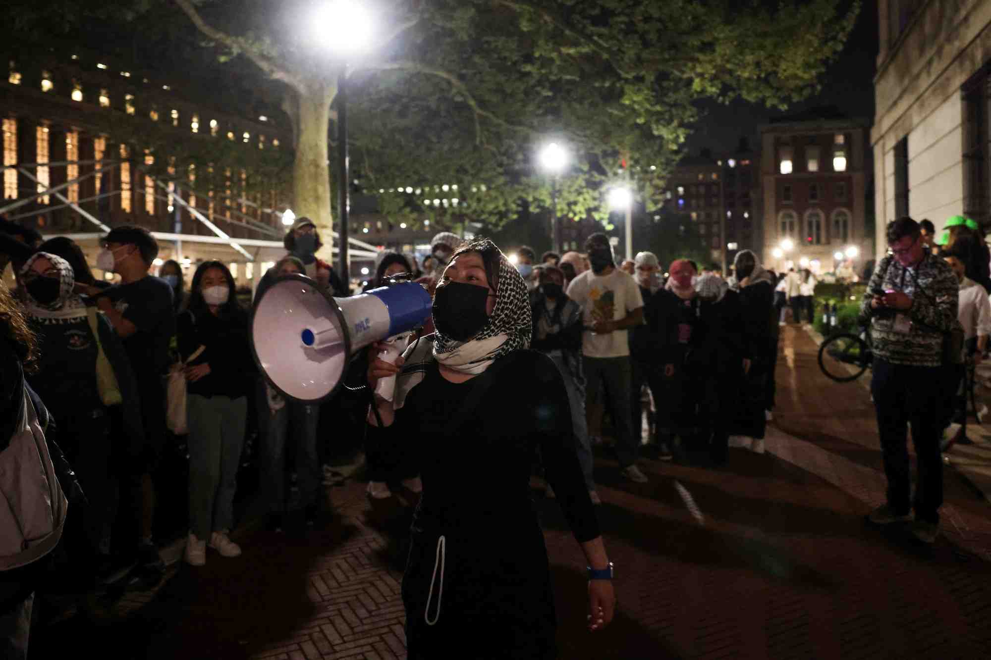 Une manifestation en soutien aux palestiniens, sur le campus de l'universite columbia