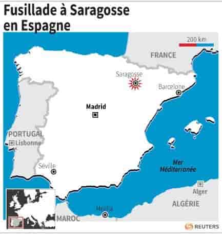 Fusillade a saragosse en espagne