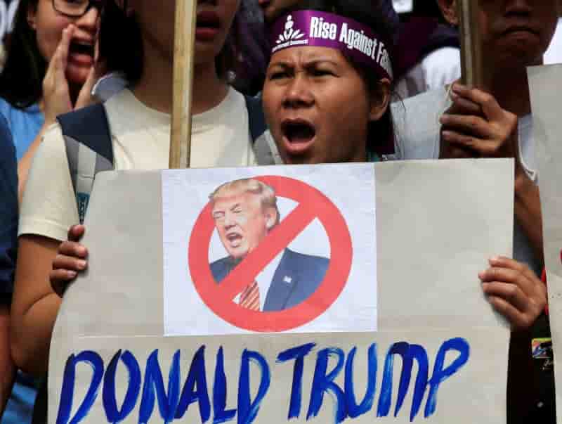 Manifestation a manille contre la venue de donald trump