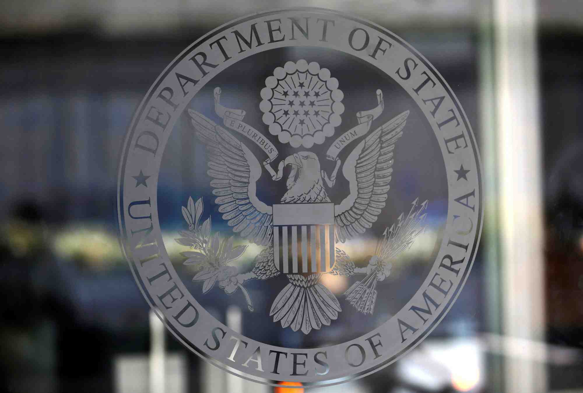 Le sceau du departement d'etat des etats-unis visible a washington