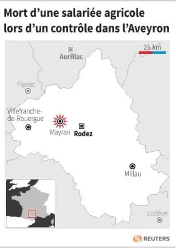 Mort d’une salariee agricole lors d’un controle dans l’aveyron