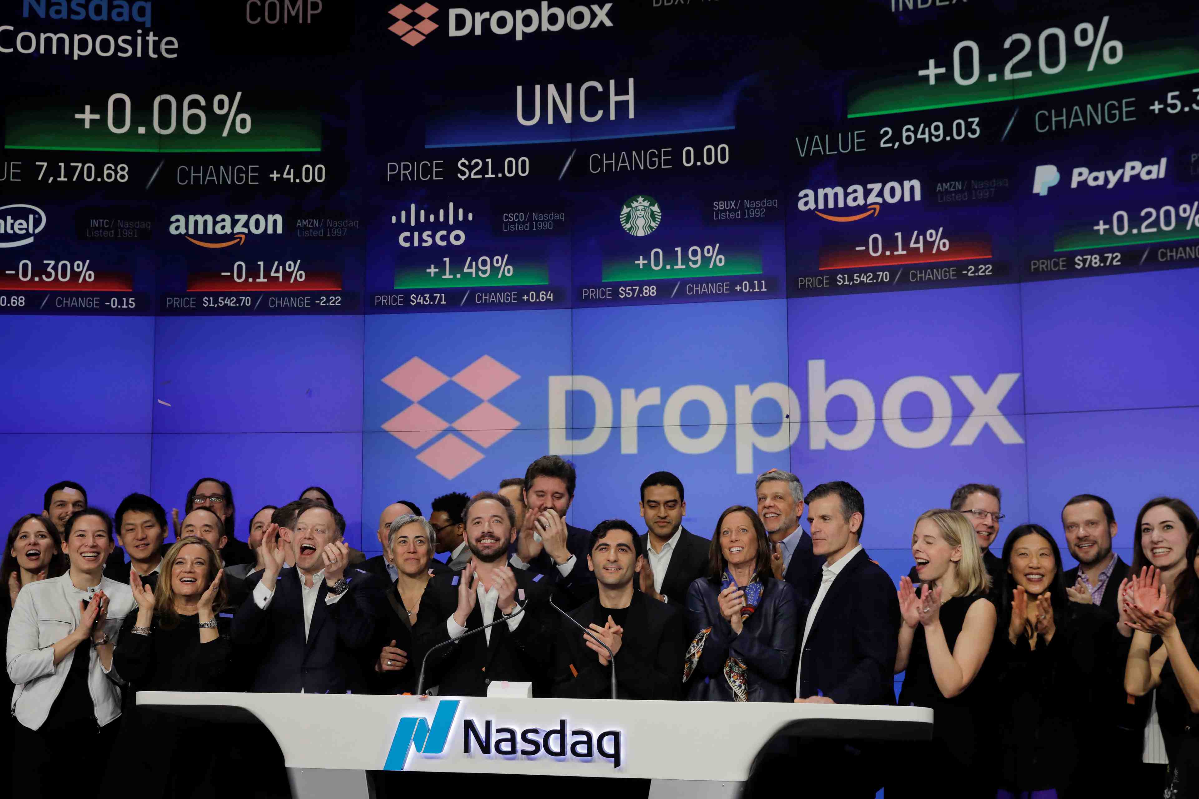 Dropbox fait une entree en fanfare sur le nasdaq